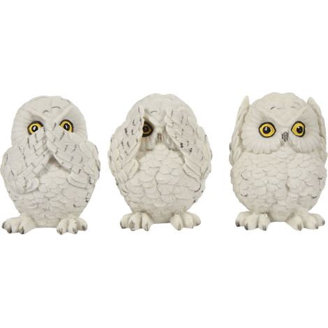 Set di 3 gufi in resina, gufi bianchi, statuette decorative di piccoli gufi (1/2)