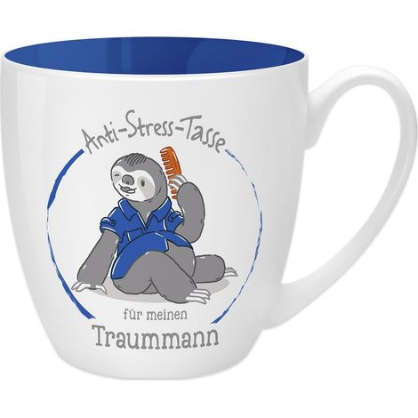 GRUSS & CO 45512 - Tazza antistress per lo strato, 45 cl, idea regalo, in porcellana New Bone Cina, 9,5 cm, colore: blu (1/5)