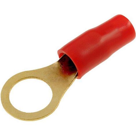 50x Connecteurs Anneau M10 10mm2 - Dore Isole rouge
