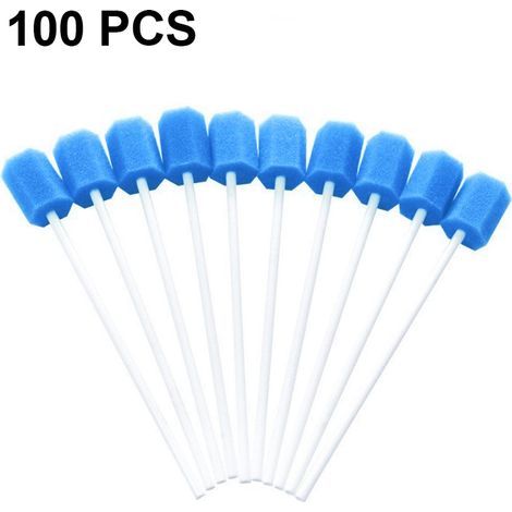 100 unités de Soins bucco-dentaires-Tampons – Zahnreinigungs-Bouche-Dents-Mundschwamm-Tampon, sans Saveur, bleu (1/5)