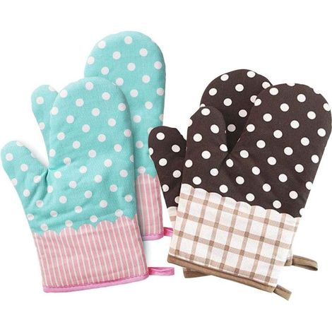 Guantes Para Horno - Resistente Al Calor Hasta 200 °C - Para Cocina Barbacoa Y Cocina Al Aire Libre - 2 Pares - Tamaño 17 X 26 Cm (1/5)