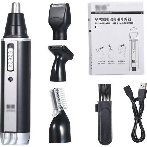 Coupe-nes électrique 4-en-1 rechargeable pour homme, tondeuse nez, sourcils, pattes et barbe