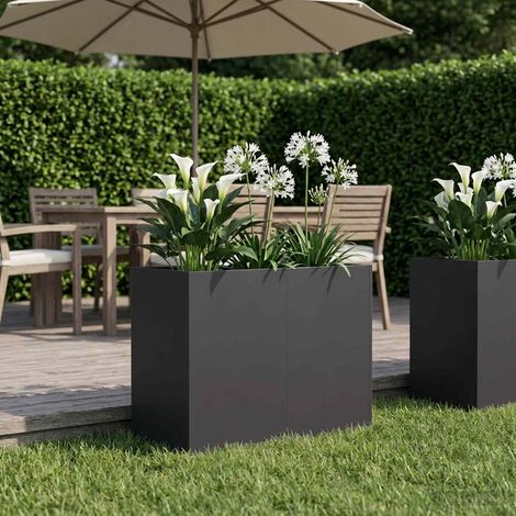vidaXL Macetero de Jardín Negro 80 x 40 x 60 cm Acero laminado en frío (1/5)
