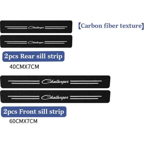 (4 pièces CHALLENGER) Ruban adhésif de protection de seuil de porte en fibre de carbone anti-rayures, accessoires intérieurs compatibles avec Dodge CHALLENGER (1/4)