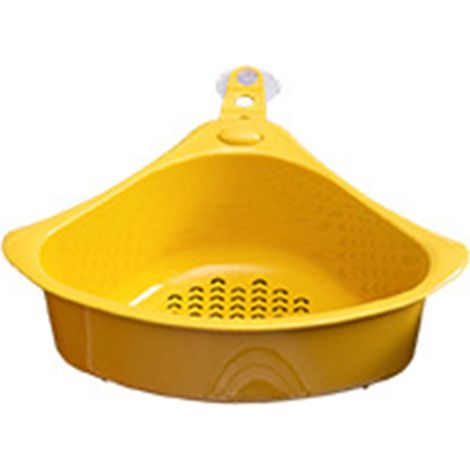 Panier de vidange triangulaire pour évier - Stable, drainage facile, filtre de cuisine jaune