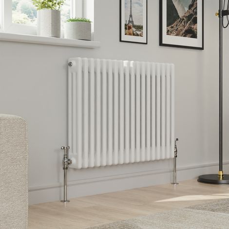 Warmehaus Traditional Triple Column White Radiator Cast Iron Style Radiators 600 x 832mm