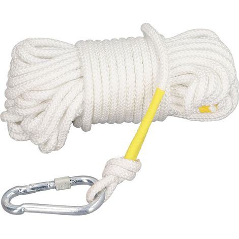 Corde de sauvetage 8 mm x 20 m, capacité de charge 100 kg, crochet en acier résistant à la déchirure, pour la lutte contre les incendies en extérieur (1/5)