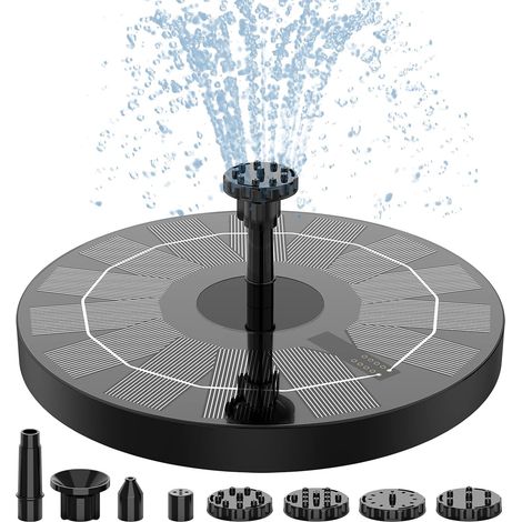 Fontaine solaire, pompe de fontaine flottante de pompe de bassin de fontaine solaire de 160 mm avec 6 styles de fontaine