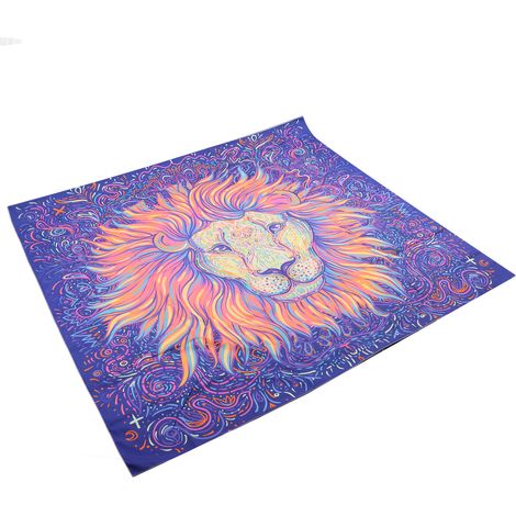 Tapisserie noire brillante à motif animal, douce et agréable au toucher, effet phosphorescent, sensible aux UV. Idéale pour la chambre, une fête ou le bureau. Dimensions : 150 x 130 cm / 59,1 x 51,2 p (1/5)
