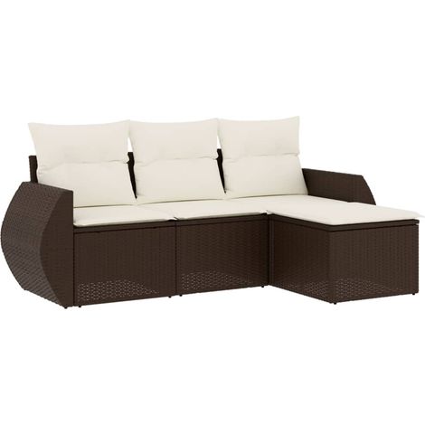 Maison Exclusive - Set de sofás de jardín 4 pzas y cojines ratán (1/5)