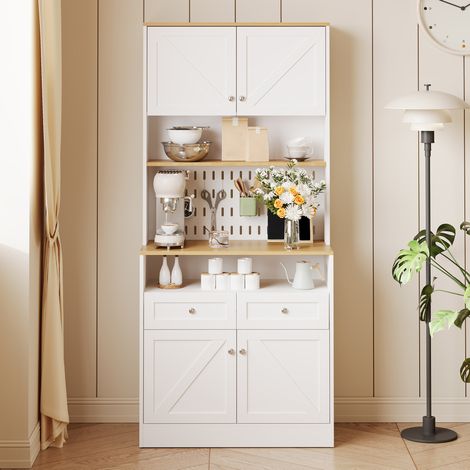 MEUBLIV aparador blanco 80x40x175 cm – 2 cajones, 4 puertas, gran capacidad (1/5)