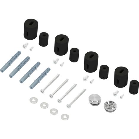 Luxebath – Support radiateur noir mat en plastique haute résistance – Kit de fixation complet pour radiateurs jusqu'à 200 cm – Vanne de purge 1/2 pouce incluse (1/2)
