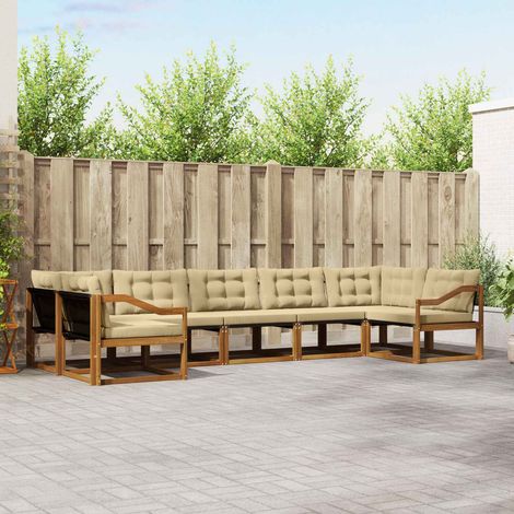 vidaXL Outdoor-Sofagarnitur mit Kissen 7 pcs Natur und Beige (1/5)