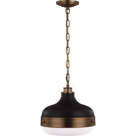 Elstead Cadence - 2 Light Dome Deckenanhänger Antik Messing, Schwarz, E27 (1/5)