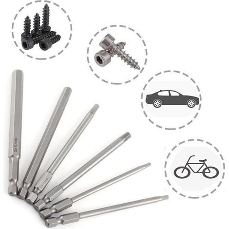 6 Embouts Magnétiques 1/4'' 100mm - Acier Trempé pour Bricolage Intensif - Compatible Perceuses (1/4)