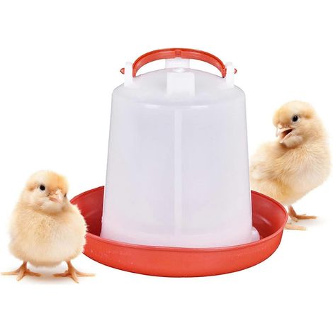 Abreuvoir en plastique pour poules, mangeoire avec poignée pour volailles (1 kg), idéal pour les poules, cailles et poules naines. (1/5)