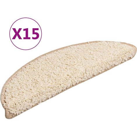 Maison Exclusive - Tapis d'escalier 15 pièces 56 x 17 x 3 cm Crème Demi-rond (1/5)