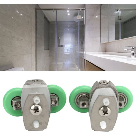 Roulettes pour portes coulissantes de douche courbes, roulettes pour rails de portes coulissantes en verre de salle de bain, accessoires de quincaillerie pour roulettes de suspension en verre à l'anci (1/5)