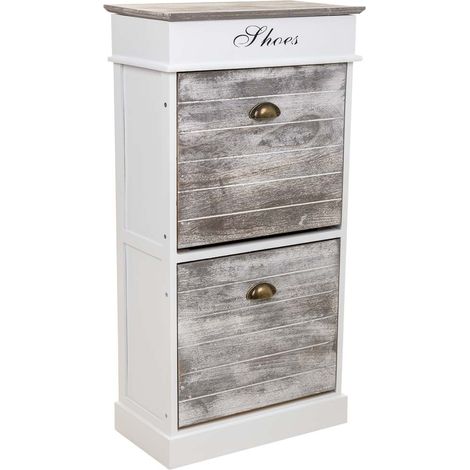Zapatero de madera blanco 50x28x98