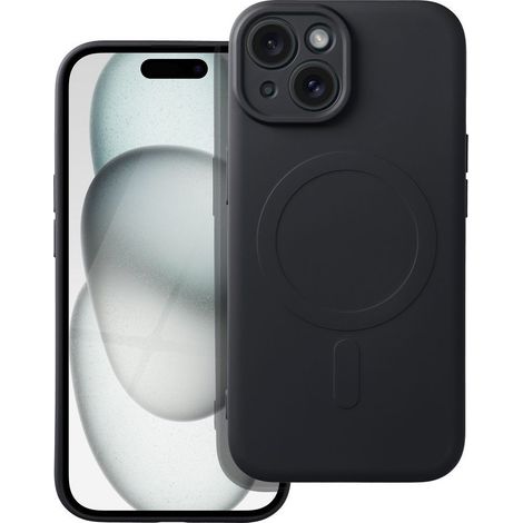 Custodia in silicone Mag Cover con MagSafe per iPhone 15, nera (1/5)