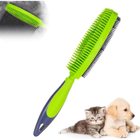 Brosse caoutchouc double face multifonction nettoyage poils animaux bain toilettage doux (1/4)