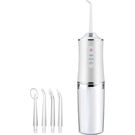 Portable irrigateur Oral USB Rechargeable Eau Rechargeable Eau Dentaire Eau Dentaire réservoir d'eau Nettoyeur de Dents Punch Intelligent 220ml,blanc-Muntra (1/5)