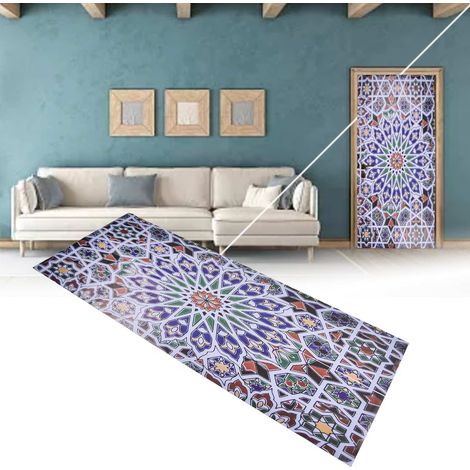 Lot de 2 autocollants de porte 3D en verre coloré, repositionnables et auto-adhésifs, 38,5 x 200 cm (1/5)