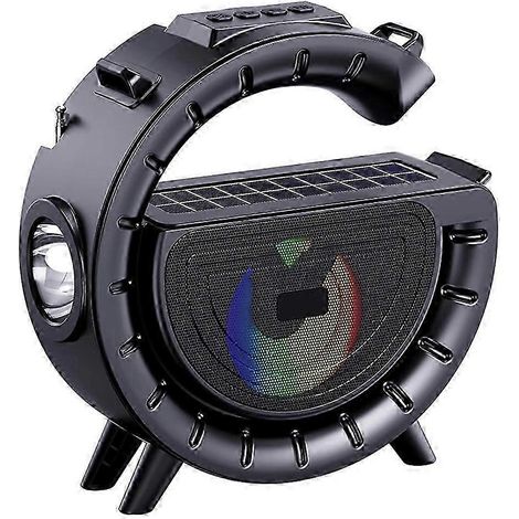 Enceinte Bluetooth portable d'extérieur, grande lampe torche, lecteur solaire, carte sans fil, musique domestique La QAQ (1/5)