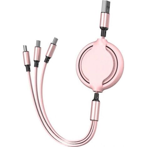 Câble De Charge Rapide - Silicone Liquide - USB Vers Micro USB Type-C 8Pin - 1 M - Rose (1/2)
