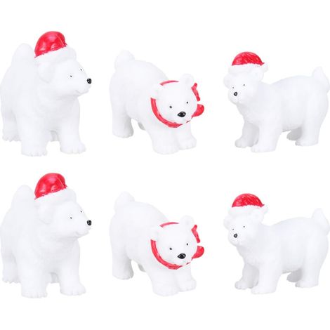 MINKUROW 6pcs Ornamento Di Natale In Miniatura Decorazione Resina Orso Statua Fai Da Te Giardino Delle Fate Accessori Per La Casa Delle Bambole (1/4)