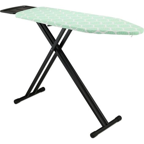 Table à repasser réglable ergonomique pratique 145,5 x 39 cm en acier vert (1/5)