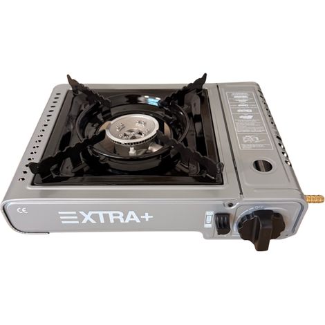 Cocina de Gas Portátil EXTRA+ Sistema Dual  Compatible con Cartuchos B-250 y Botella de Butano (Alta Eficiencia y Seguridad)