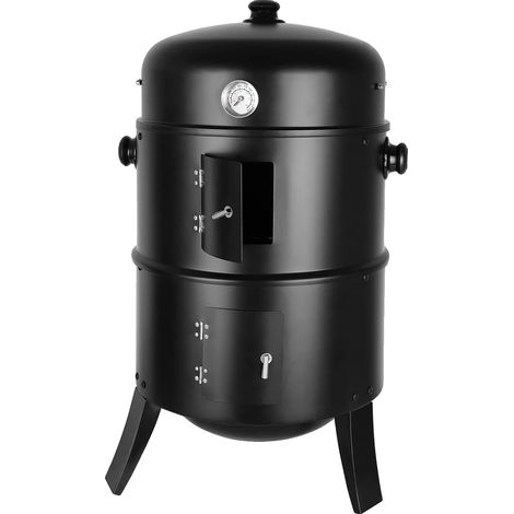 Ahumador, parrillas de acero inoxidable, dimensiones de la parrilla: 37,5 cm, compatible con carbón, ventilación ajustable, recipiente esmaltado resistente a altas temperaturas. (1/5)
