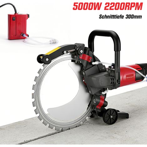 5000W 2200RPM Scie à Béton électrique, Ø408mm Lame Diamant, Découpeuse électrique avec Pompe à Eau, Profondeur de Coupe 300mm, Câble 3m – Coupe Béton, Granit, Pierre, Brique (1/5)