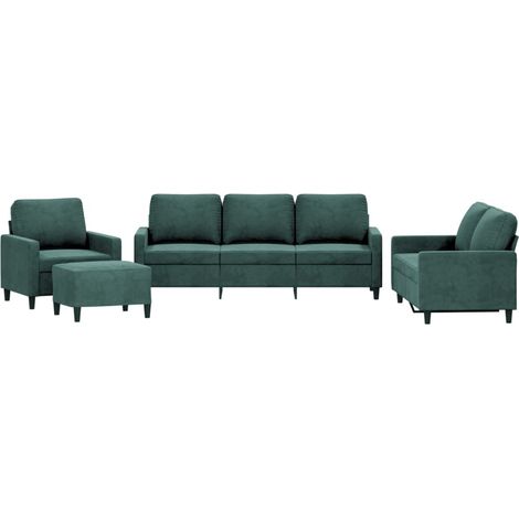 Maison Exclusive - Set di Divani 4 pz con Cuscini Verde scuro in Velluto