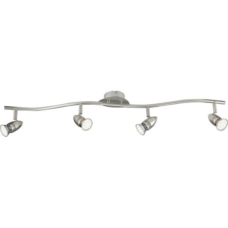 "Spot SUNNY in metallo nichel con quattro punti luce orientabili e lampadine incluse" (1/2)