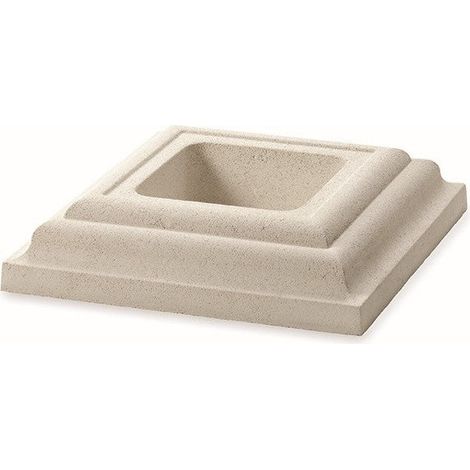 Capitel de hormigón - remate decorativo para pilares de 30 y 40 cm - 50 × 50 × 3,5 × 10 × 23 cm - Palet - Blanco (1/2)