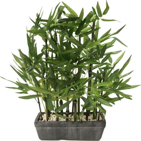 Flair Flower Bambou Artificiel dans Un Bol avec Pierres décoratives Plante de citronnelle Plante Artificielle Plante Verte Plante en Pot Plante d'intérieur Vert 41 cm (1/4)