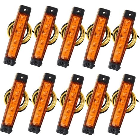 10pcs 12V feux de position latéraux 6SMD LED Lampe avant feux de position arrière pour remorque camion caravane camper van camion bus bateau tracteur moteur ambre orange (1/5)