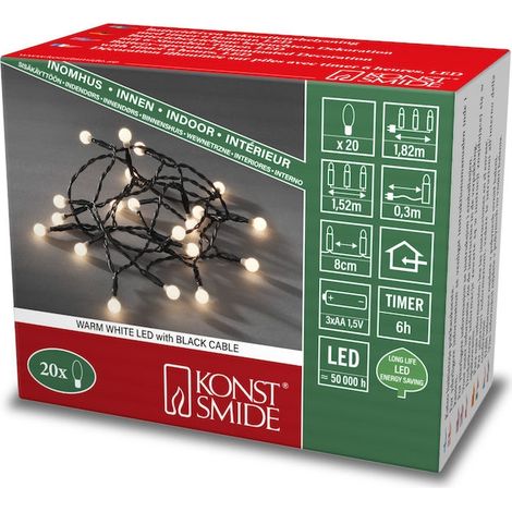 KONSTSMIDE 1492-107 LED Globelichterkette, runde Dioden, 6h Timer (1/4)