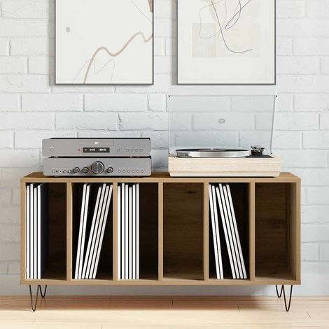 vidaXL Mueble de discos madera de ingeniería envejecida 100x38x48 cm