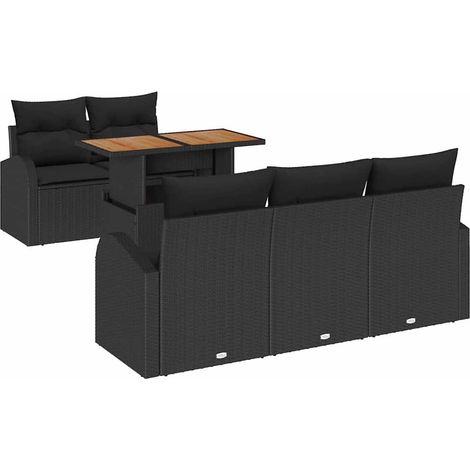 Maison Exclusive - Set Divano da Giardino con archiviazione 6 pcs Nero Poly Rattan