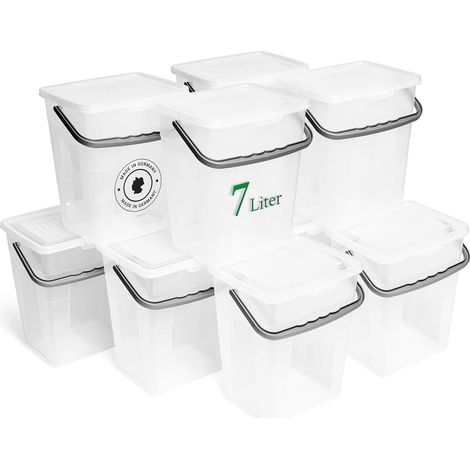Novaliv 10x boîte à lessive avec couvercle 7 litres I Transparent I 23,5 x 18 x 26,5 cm I Boîte de rangement en poudre à lessive avec poignée