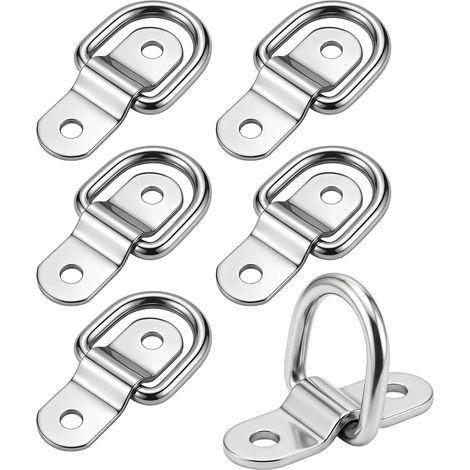 6 Pièces Anneau Arrimage, D Anneau D'Arrimage Anneau d'ancrage  Fixation Inox Anneaux D'Arrimage en D, avec Cornières de Fixation pour Remorques, Hamacs, Auvents, Camions, Pick-ups, Kayaks (1/5)