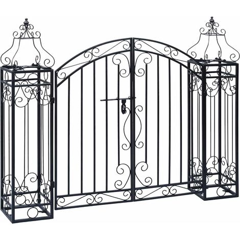 vidaXL Puerta de jardín decorativa de hierro forjado 122x20,5x100 cm (1/2)
