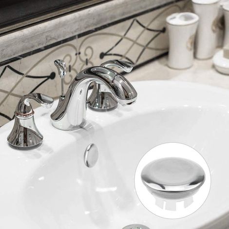 Lot de 4, Couvercle de Trop-Plein pour Lavabo, Anneau de Trop-Plein de Rechange, Bouchon pour Salle de Bain, Cuisine, Lavabo, Trou Rond, en Acier inoxydable (1/5)