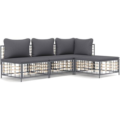 Maison Exclusive - 4-tlg. Garten-Lounge-Set mit Kissen Anthrazit