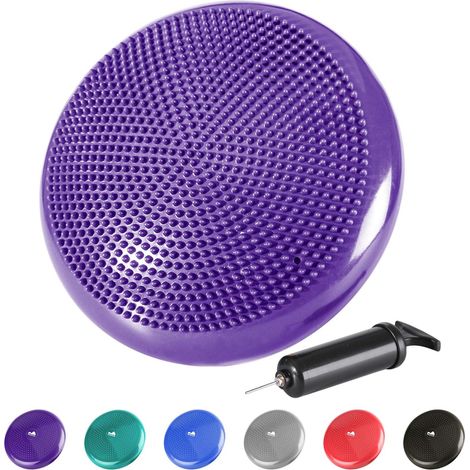MINKUROW Cuscini Di Seduta A Sfera Con Bottoni, Cuscini Ad Aria, Sedile Con Pompa Ad Aria, Cuscino Di Bilanciamento, Cuscino A Bottone, Rotondo Φ33cm. Sport (Viola) (1/5)