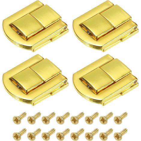 4pcs Moraillon, Alliage de zinc, 25mm x 20mm, Or, Pour boîte bois, Bijoux, Outils
