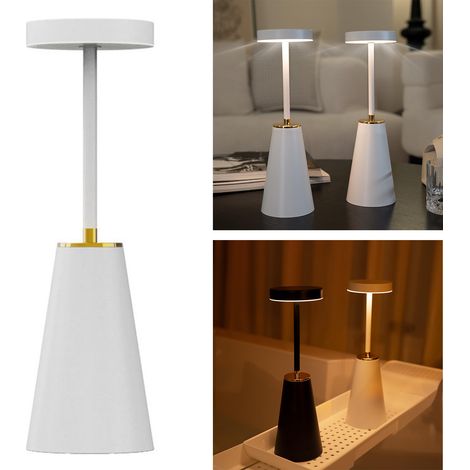 Lampe de table sans fil, lampe de bureau LED portable à piles, lampe de chevet à commande tactile à intensité variable en continu, 3 couleurs (1/5)